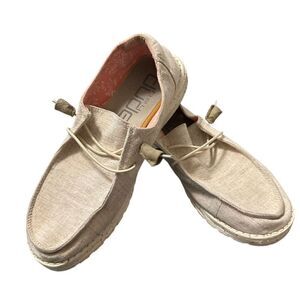 Hey Dude Wendy Sneakers Women's 9‎ Chambray White Nut Slip On